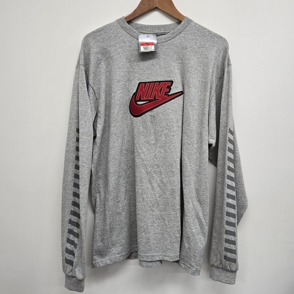 Nike Other - NWT VTG Nike Long Sleeve Y2K Embroidered Logo Shirt Mens Size Large Gray NEW
